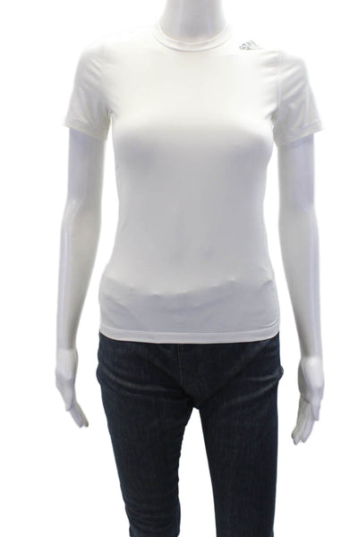 Adidas Boys Perforated Round Neck Short Sleeve Athletic Shirt White Size M