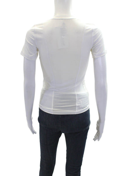 Adidas Boys Perforated Round Neck Short Sleeve Athletic Shirt White Size M