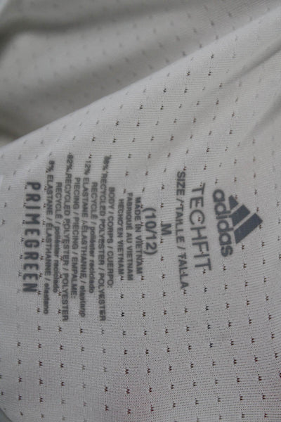 Adidas Boys Perforated Round Neck Short Sleeve Athletic Shirt White Size M