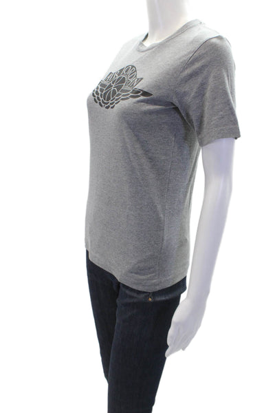 Air Jordan Cotton Graphic Print Round Neck Short Sleeve T-Shirt Gray Size M