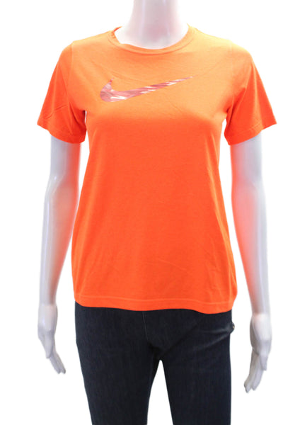 Nike Boys Graphic Logo Print Round Neck Short Sleeve T-Shirt Orange Size L