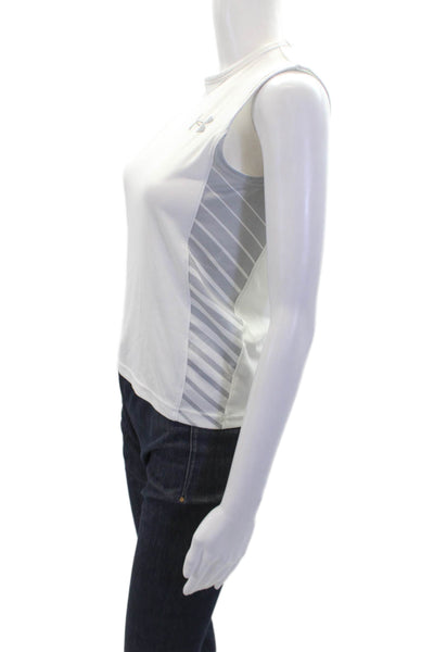 Under Armour Perforated Striped Side Sleeveless Round Neck Tank White Size M