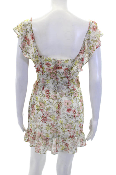 Superdown Womens Floral Print Sleeveless Ruffle Mini Dress Multicolor Size XS