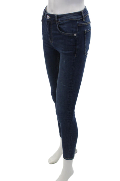 Zara Womens Cotton Dark Wash Skinny Fit Zip Fly Denim Jeans Blue Size 4