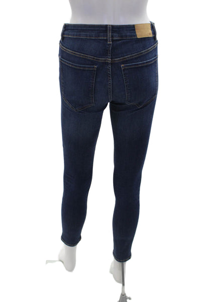 Zara Womens Cotton Dark Wash Skinny Fit Zip Fly Denim Jeans Blue Size 4