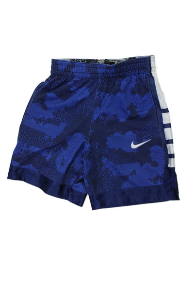 Nike Boys Graphic Print Elastic Drawstring Waist Athletic Shorts Blue Size M