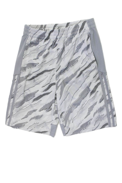 Adidas Boys Graphic Gradient Drawstring Print Athletic Short Gray Size L