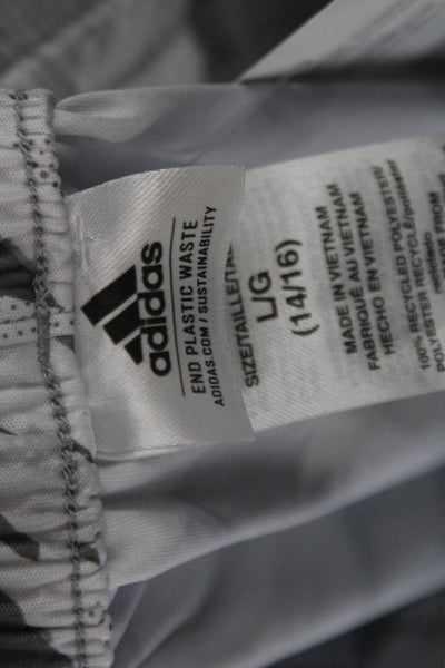 Adidas Boys Graphic Gradient Drawstring Print Athletic Short Gray Size L