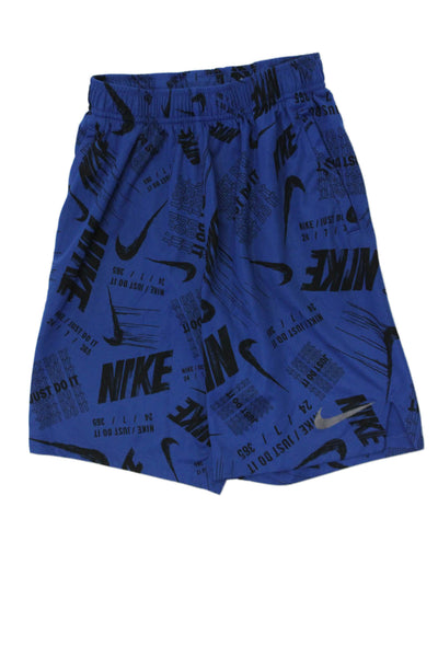 Nike Graphic Print Elastic Drawstring Waist Athletic Shorts Dark Blue Size L