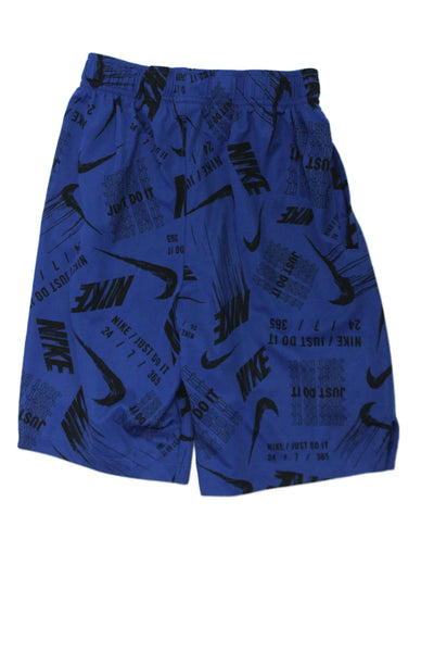 Nike Graphic Print Elastic Drawstring Waist Athletic Shorts Dark Blue Size L