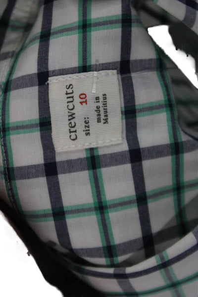 Crewcuts Boys Cotton Collar Check Print Long Sleeve Button Up Top Green Size 10