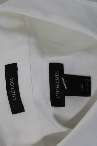 Crewcuts Ludlow Cotton Collared Pleated Front Button Down Shirt White Size 10