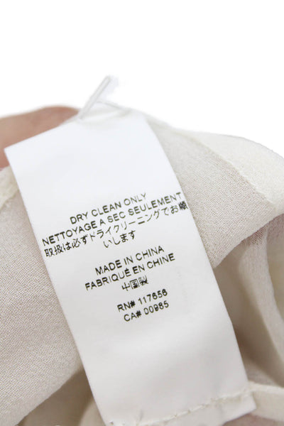 Thakoon Womens Short Sleeve Sheer Trim Angora Knit Top White Size Small