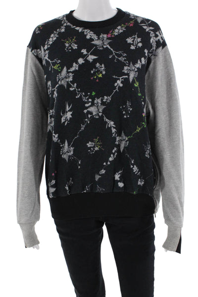 Preen By Thornton Bregazzi Womens Floral Sweatshirt Black Gray Cotton Size XS