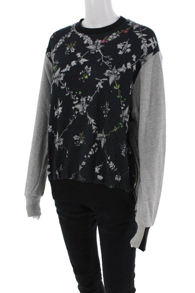 Preen By Thornton Bregazzi Womens Floral Sweatshirt Black Gray Cotton Size XS