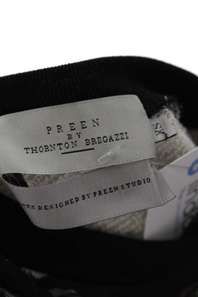 Preen By Thornton Bregazzi Womens Floral Sweatshirt Black Gray Cotton Size XS