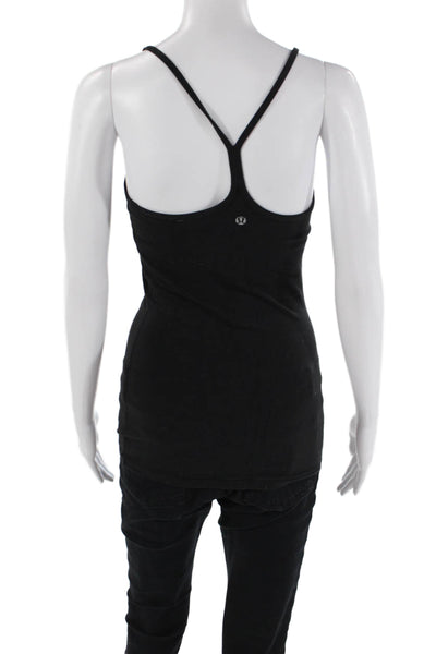 Lululemon Womens Spaghetti Strap Scoop Neck Stretch Knit Tank Top Black Size 4