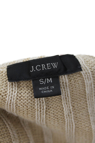 J Crew Womens Long Sleeve Collared V Neck Sweatshirt Brown White Size S/M