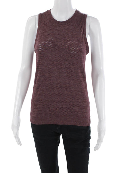 Lululemon Womens Crew Neck Open Knit Lightweight Tank Top Burgundy Size 4