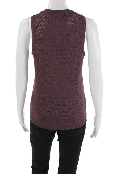 Lululemon Womens Crew Neck Open Knit Lightweight Tank Top Burgundy Size 4