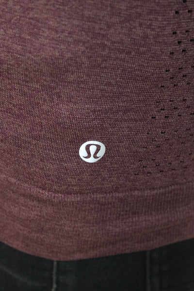 Lululemon Womens Crew Neck Open Knit Lightweight Tank Top Burgundy Size 4