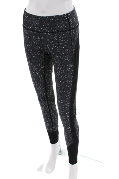 Lululemon Womens High Rise Speckled Print Mesh Trim Leggings Gray Size 6