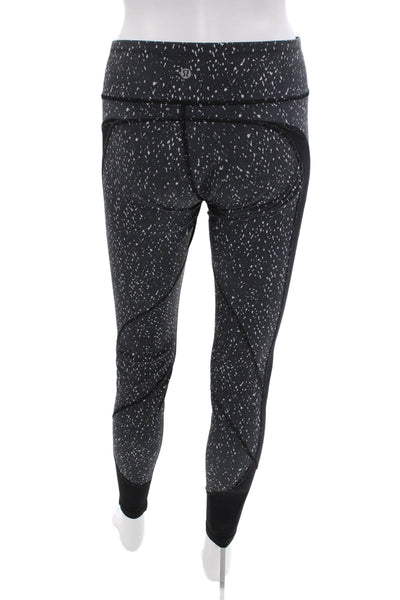 Lululemon Womens High Rise Speckled Print Mesh Trim Leggings Gray Size 6
