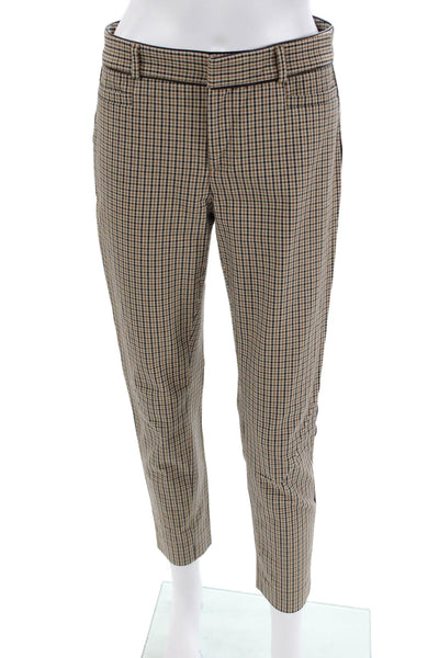 Banana Republic Womens Zipper Fly Mid Rise Plaid Trouser Pants Brown Size 2