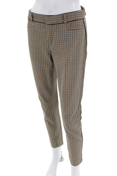 Banana Republic Womens Zipper Fly Mid Rise Plaid Trouser Pants Brown Size 2