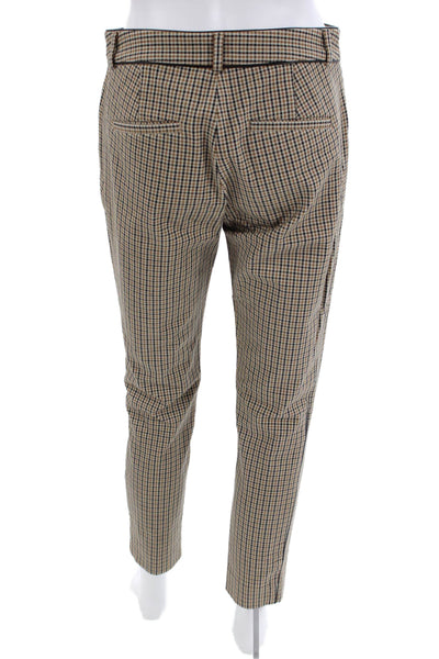 Banana Republic Womens Zipper Fly Mid Rise Plaid Trouser Pants Brown Size 2