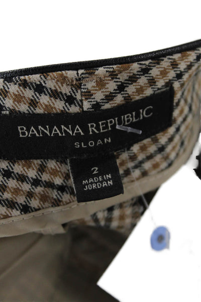 Banana Republic Womens Zipper Fly Mid Rise Plaid Trouser Pants Brown Size 2