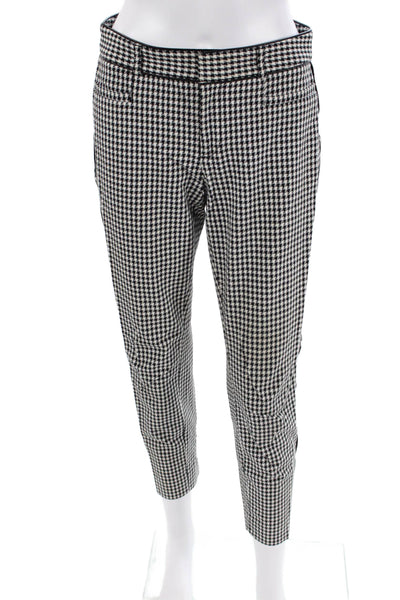 Banana Republic Womens Mid Rise Plaid Trouser Pants Black White Size 2