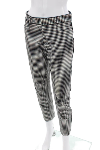 Banana Republic Womens Mid Rise Plaid Trouser Pants Black White Size 2