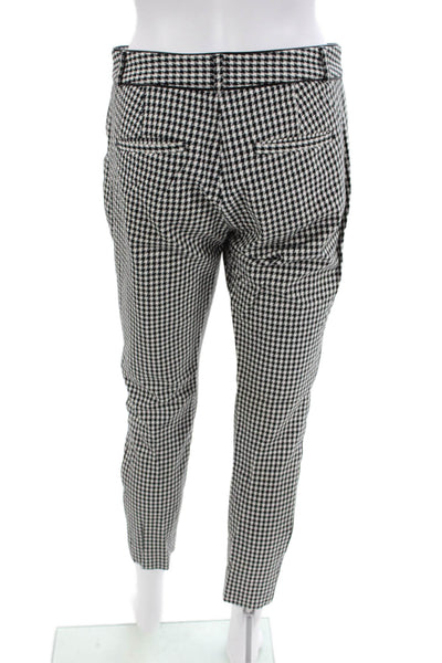 Banana Republic Womens Mid Rise Plaid Trouser Pants Black White Size 2