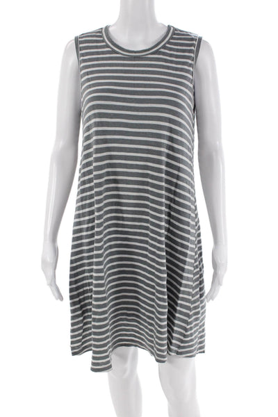 Wilt Womens Sleeveless Scoop Neck Striped Shift Dress Gray White Size XS