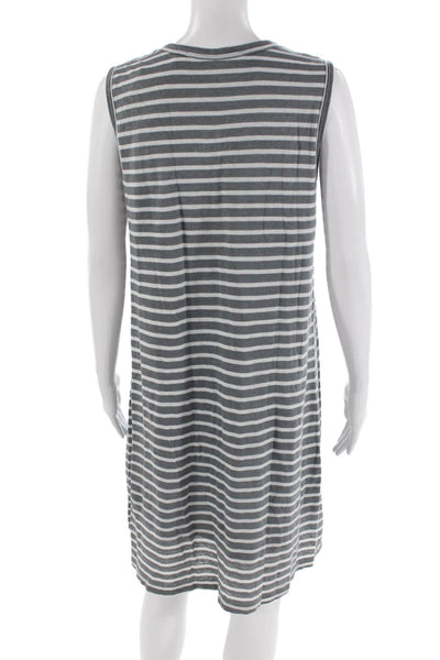 Wilt Womens Sleeveless Scoop Neck Striped Shift Dress Gray White Size XS