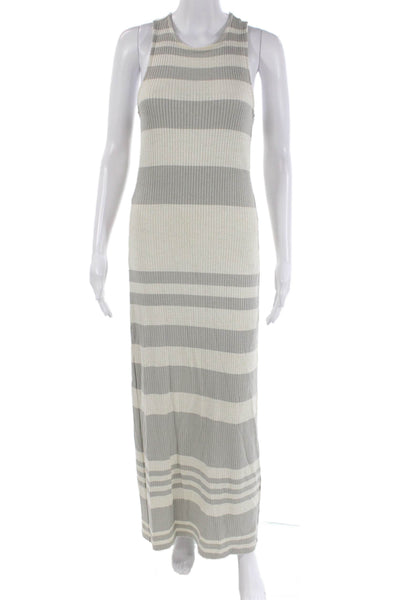 Splendid Womens Sleeveless Scoop Neck Knit Striped Dress Gray White Size Small