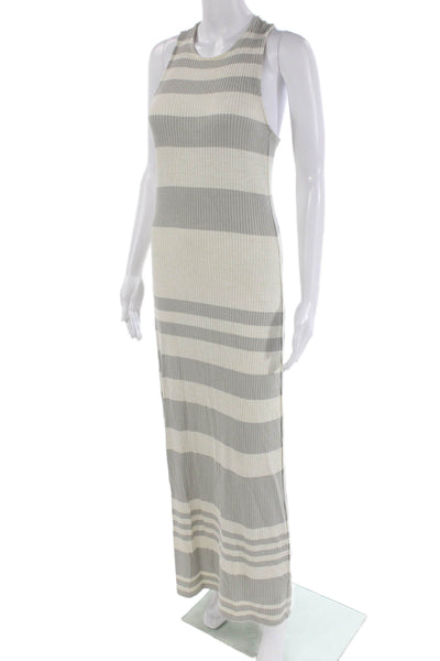 Splendid Womens Sleeveless Scoop Neck Knit Striped Dress Gray White Size Small