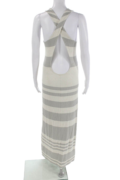 Splendid Womens Sleeveless Scoop Neck Knit Striped Dress Gray White Size Small
