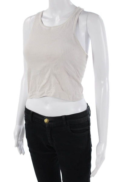 Lululemon Womens Scoop Neck Stretch Knit Cropped Tank Top White Size 6