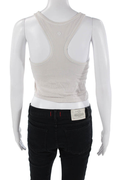 Lululemon Womens Scoop Neck Stretch Knit Cropped Tank Top White Size 6