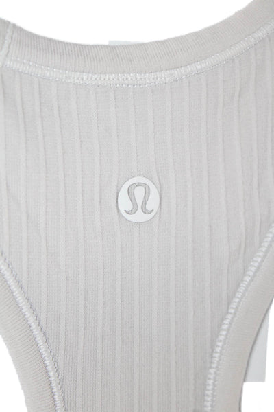 Lululemon Womens Scoop Neck Stretch Knit Cropped Tank Top White Size 6