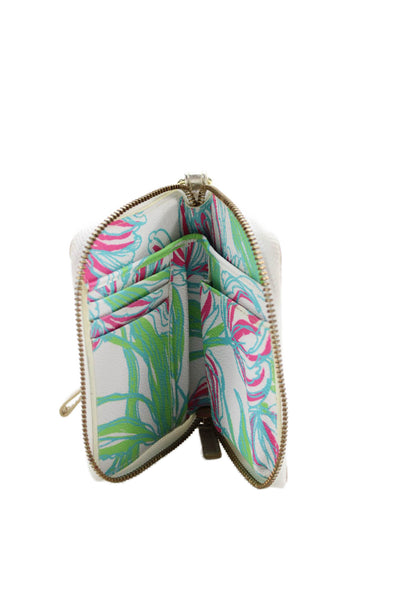 Lilly Pulitzer Womens Zip Around Logo Floral Bi Fold Wallet Wristlet White Multi