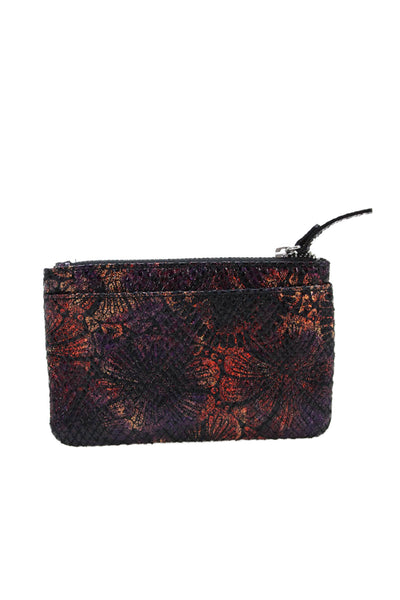 Lodis Womens Zip Top Pocket Front Abstract Card Holder Wallet Black Purple Brown