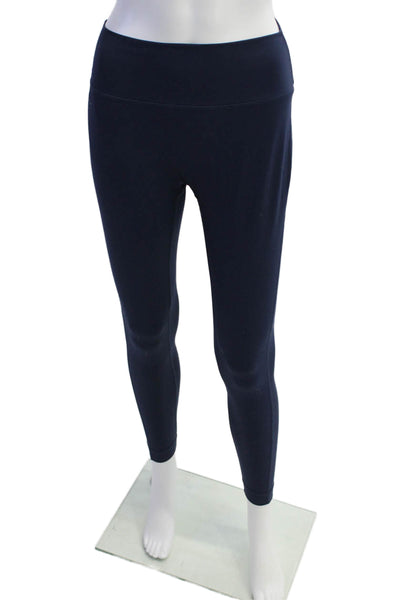 Set Active Womens Textured High Waisted Lined Leggings Navy Size L