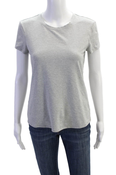 Alo Womens Cotton Short Sleeve Round Neck Casual Top Gray Size M