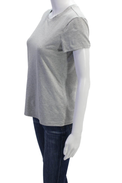 Alo Womens Cotton Short Sleeve Round Neck Casual Top Gray Size M