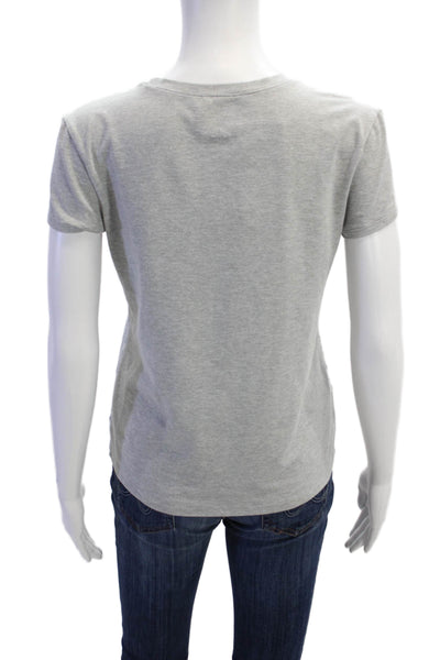 Alo Womens Cotton Short Sleeve Round Neck Casual Top Gray Size M