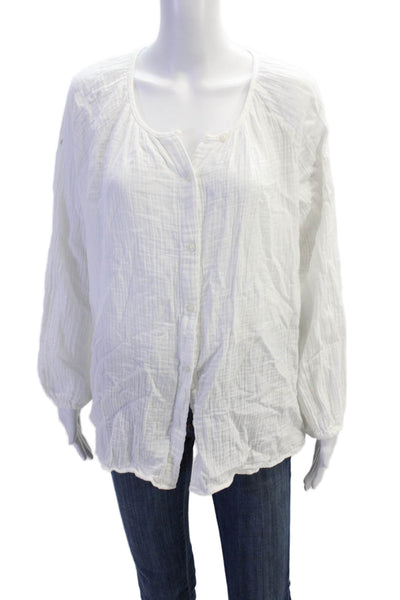 Gap Womens Cotton Long Sleeve V-neck Casual Button Top White Size M