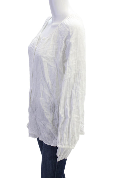 Gap Womens Cotton Long Sleeve V-neck Casual Button Top White Size M